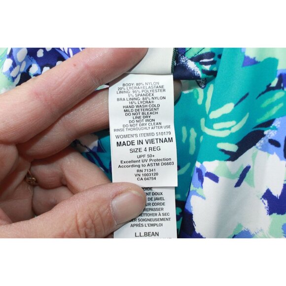 LL Bean BeanSport Swimwear Scoopneck Tankini Top Print Blue Size 4 - Picture 8 of 10